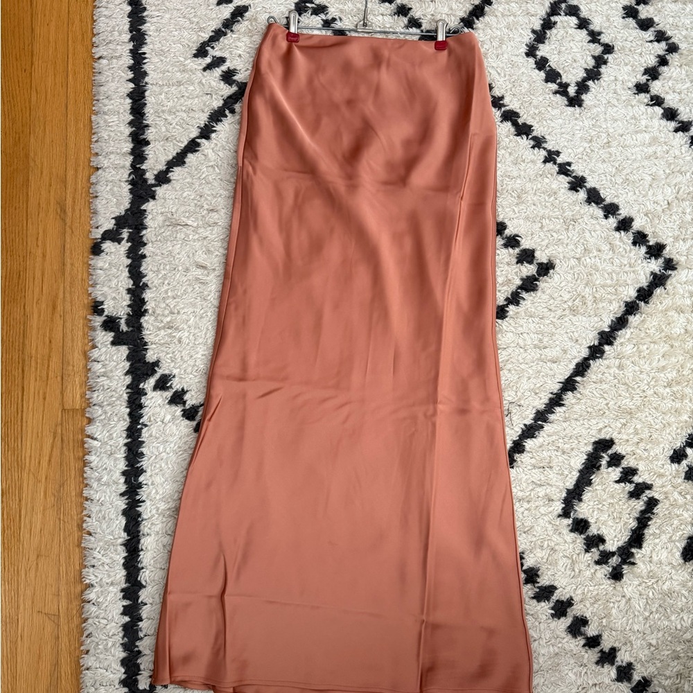 Elegant Satin Maxi Skirt in Rust